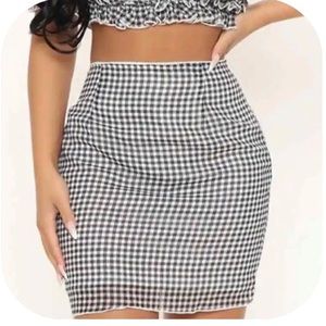 NEW Fashion Nova Gingham Print Skirt & Top Set ; 2 piece
